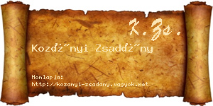 Kozányi Zsadány névjegykártya